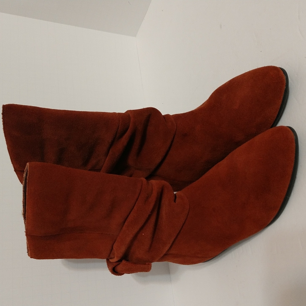 Russet Faux Suede Pimento Slouch Boots sz 7